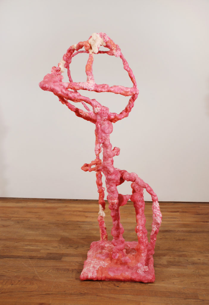 Untitled 2009 sculpture by Aaron King wood, foam, gum, wire 64'' x 25'' x 35''