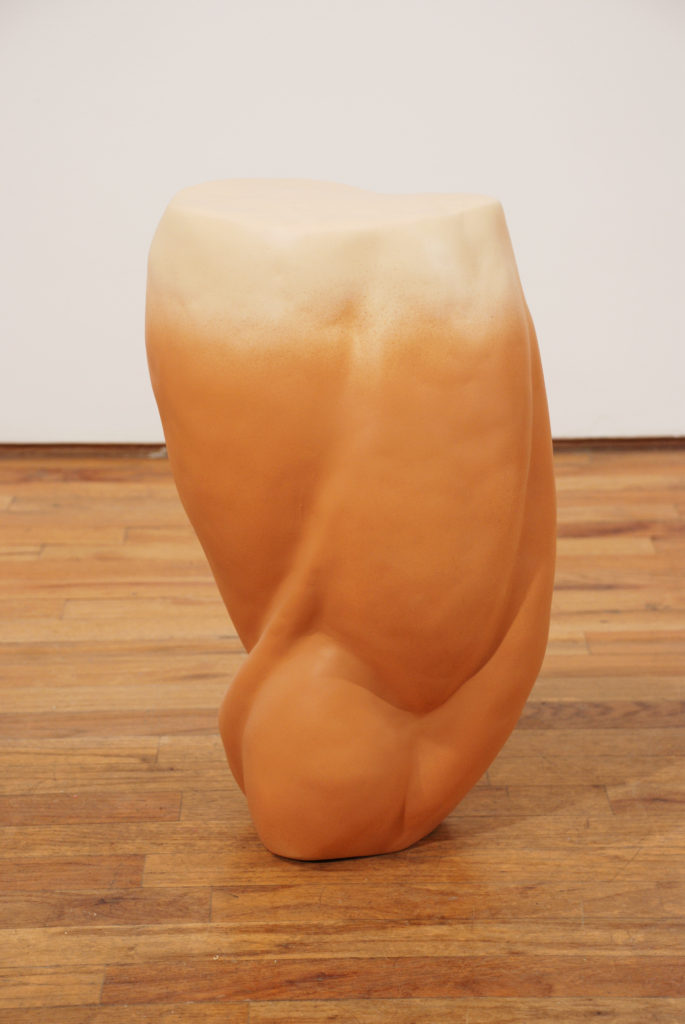 Untitled ( Wrestler's Leg) 2009 sculpture by Aaron King foam, magic sculpt, paint